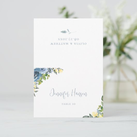 ダスティブルーイエローボタニカル結婚ズ座席表 招待状 (スタンド正面)