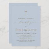 ダスティブルーインベイトオンデバウティゾボーイバプテスマ 招待状 (正面/裏面)