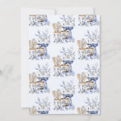 ダスティブルーウィスキング遠くにブライダルシャワー 招待状 (裏面)