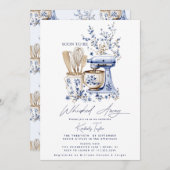 ダスティブルーウィスキング遠くにブライダルシャワー 招待状 (正面/裏面)