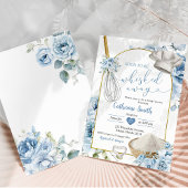 ダスティブルーウィスキング遠くにブライダルシャワー 招待状