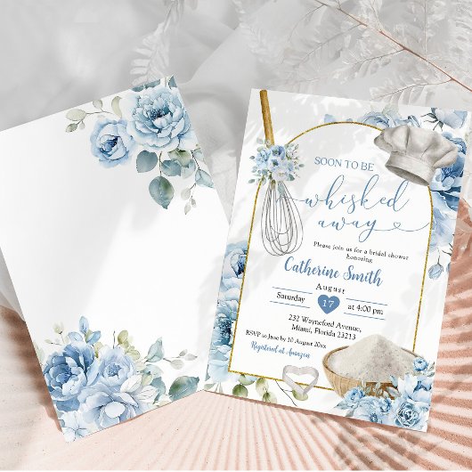 ダスティブルーウィスキング遠くにブライダルシャワー 招待状