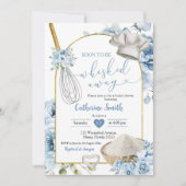 ダスティブルーウィスキング遠くにブライダルシャワー 招待状 (正面)