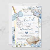 ダスティブルーウィスキング遠くにブライダルシャワー 招待状 (正面)