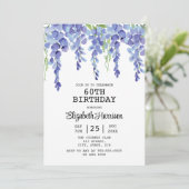 ダスティブルーウィステリアフローラグリーンリー60誕生日 招待状 (スタンド正面)