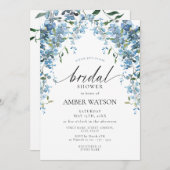 ダスティブルーウィステリアフローラブライダルシャワー 招待状 (正面/裏面)