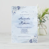 ダスティブルーウィンターフローラ結婚式招待状 招待状 (スタンド正面)
