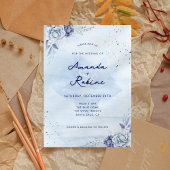 ダスティブルーウィンターフローラ結婚式招待状 招待状