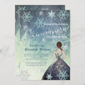 ダスティブルーウィンターワンダーランドグリッタードレス 招待状 (正面/裏面)