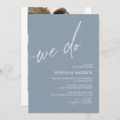ダスティブルーウィーミニマリスト結婚式招待状 招待状 (正面/裏面)