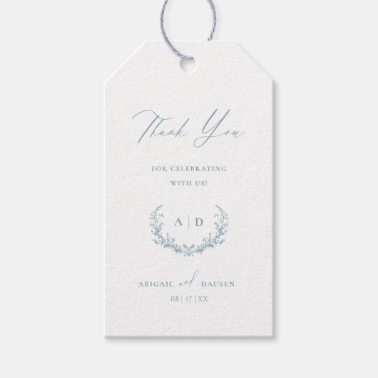 ダスティブルーウェディングデイサンキューギフトラベル ギフトタグ (正面)