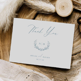 ダスティブルーウェディングデイサンキューフラットノートカード 招待状