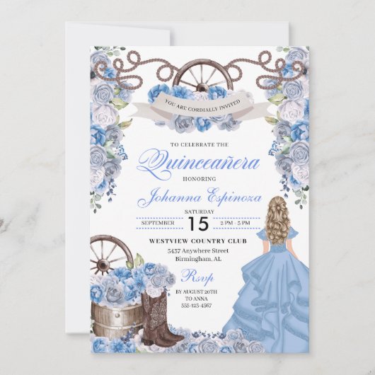 ダスティブルーウエスタンランチェロキンセアニェラ 招待状 (正面)