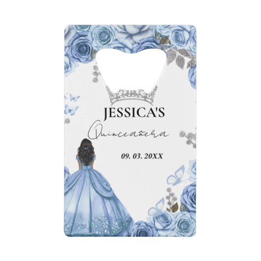 ダスティブルーウォーターエレガントカラーフローラキンセアニラ クレジットカード栓抜き