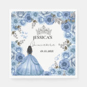 ダスティブルーウォーターエレガントカラーフローラキンセアニラ スタンダードランチョンナプキン (正面)