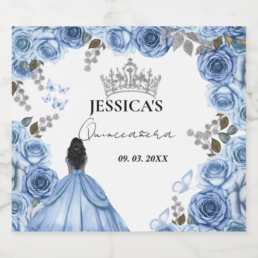 ダスティブルーウォーターエレガントカラーフローラキンセアニラ スパークリングワインラベル (シングルラベル)