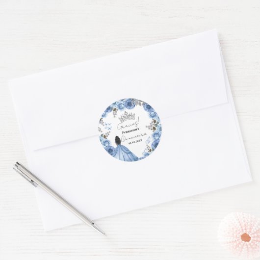 ダスティブルーウォーターエレガントカラーフローラキンセアニラ ラウンドシール (封筒)