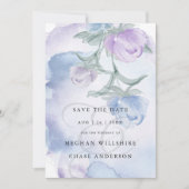 ダスティブルーウォーターカラーカントリーフローラ 招待状 (正面)