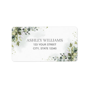 ダスティブルーウォーターカラーグリーナリー差出人住所 ラベル