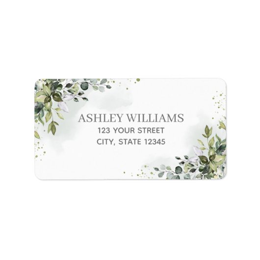 ダスティブルーウォーターカラーグリーナリー差出人住所 ラベル (正面)