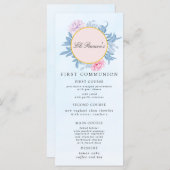 ダスティブルーウォーターカラーサキュレントファーストコミュニオン メニュー (正面/裏面)