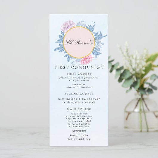 ダスティブルーウォーターカラーサキュレントファーストコミュニオン メニュー (スタンド正面)