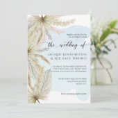 ダスティブルーウォーターカラーパンパスパームグリーン 招待状 (スタンド正面)