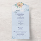 ダスティブルーウォーターカラーピーチワイルドバラ オールインワン招待状 (内側)