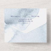 ダスティブルーウォーターカラーピーチワイルドバラ オールインワン招待状 (裏面)