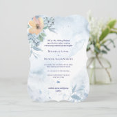 ダスティブルーウォーターカラーピーチワイルドバラ 招待状 (スタンド正面)