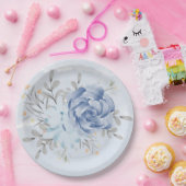 ダスティブルーウォーターカラーピーニー結婚ズ紙プレート ペーパープレート (パーティー)