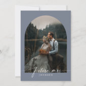 ダスティブルーウォーターカラーフォトフローラブライダルシャワー 招待状 (裏面)