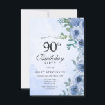 ダスティブルーウォーターカラーフローラシック90th誕生日 招待状<br><div class="desc">私祝たちのダスティブルーウォーターの色フローラシックな誕生日招待状とスタイルにあなたの誕生日！この予算とエレガント予算の招待状はプリントとデジタル型枠で利用可能でフレンドリー、繊細なユーカリ離れスデザインとロマンチックなフローラ要素とソフトなカラーパレットを組み合わせた美しい水の色を備えてフェミニンいる。同じテーマの他の製品は私の店を訪れる：Youtopia Official.</div>