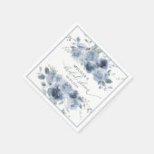 ダスティブルーウォーターカラーフローラブライダルシャワーナプキンス スタンダードカクテルナプキン (角)