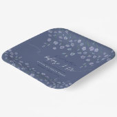 ダスティブルーウォーターカラーフローラブライダルシャワー ペーパープレート (傾斜あり)