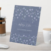 ダスティブルーウォーターカラーフローラブライダルシャワー 台座サイン (インサイチュ)