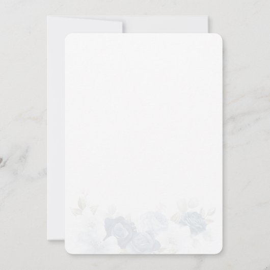 ダスティブルーウォーターカラーフローラブライダルシャワー 招待状 (裏面)