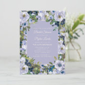 ダスティブルーウォーターカラーフローラブライダルシャワー 招待状 (スタンド正面)