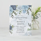 ダスティブルーウォーターカラーフローラ婚約パーティ 招待状 (スタンド正面)