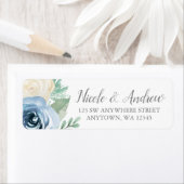 ダスティブルーウォーターカラーフローラ差出人住所 ラベル (インサイチュ)