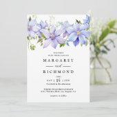 ダスティブルーウォーターカラーフローラ素朴庭園の結婚式 招待状 (スタンド正面)