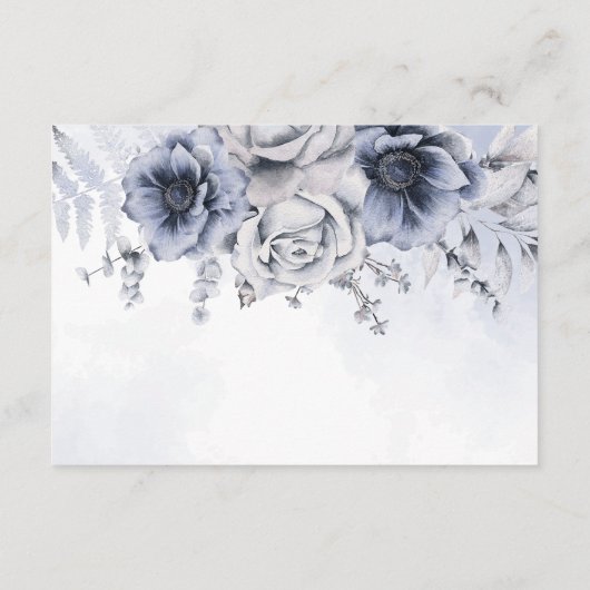 ダスティブルーウォーターカラーフローラ結婚ズアコモデーション エンクロージャーカード (裏面)