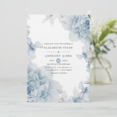 ダスティブルーウォーターカラーフローラ結婚式招待状 招待状 (スタンド正面)