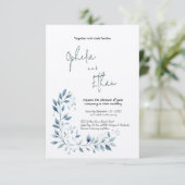 ダスティブルーウォーターカラーフローラ結婚式招待状 招待状 (スタンド正面)