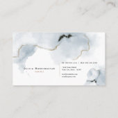 ダスティブルーウォーターカラーマーブル抽象芸術 名刺 (裏面)