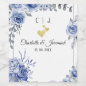 ダスティブルーウォーターカラーユーカリフローラ結婚ズ ワインラベル (シングルラベル)