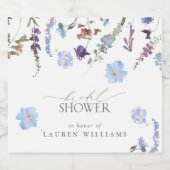 ダスティブルーウォーターカラーワイルドフラワーブライダルシャワー スパークリングワインラベル (シングルラベル)