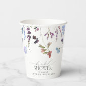 ダスティブルーウォーターカラーワイルドフラワーブライダルシャワー 紙コップ (裏面)