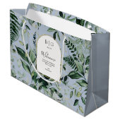 ダスティブルーウォーターカラー植物結婚学の歓迎 ラージペーパーバッグ (裏面アングル)