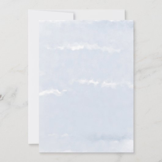 ダスティブルーウォーターカラー牡丹ウェディングシャワー招待状 (裏面)